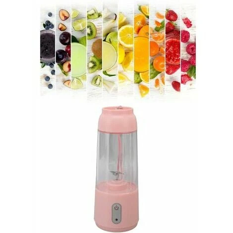 300ml USB Charging Cable, Cordless Blender, Portable Blender With Stainless Steel Blade (Pink) - Image 5