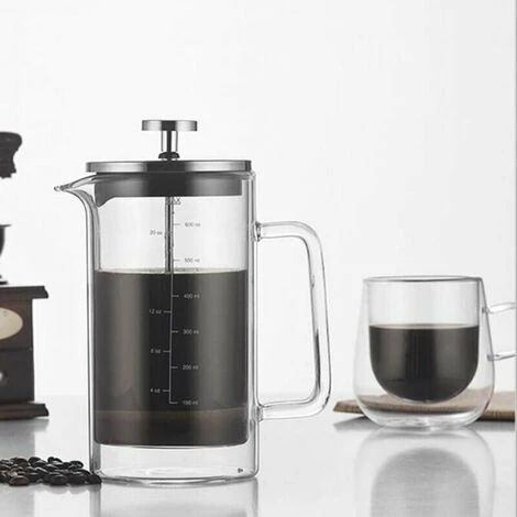 300/600ml Double Wall French Press Coffee Maker Heat Resistant Borosilicate Glass With High Density Stainless Steel Filter, 300ml - 300ml - Image 5